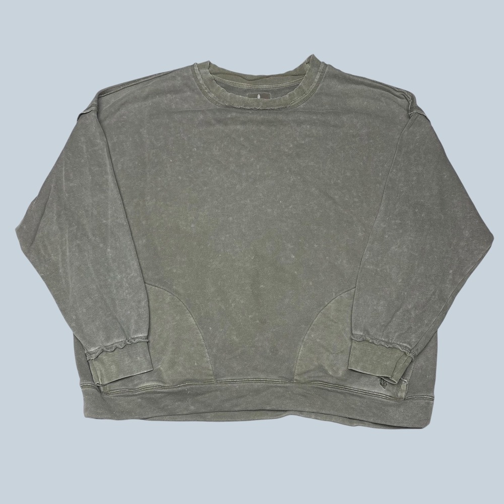 FP Movement Free People Womens Metti Crewneck Sweatshirt Olive Green Large 1190